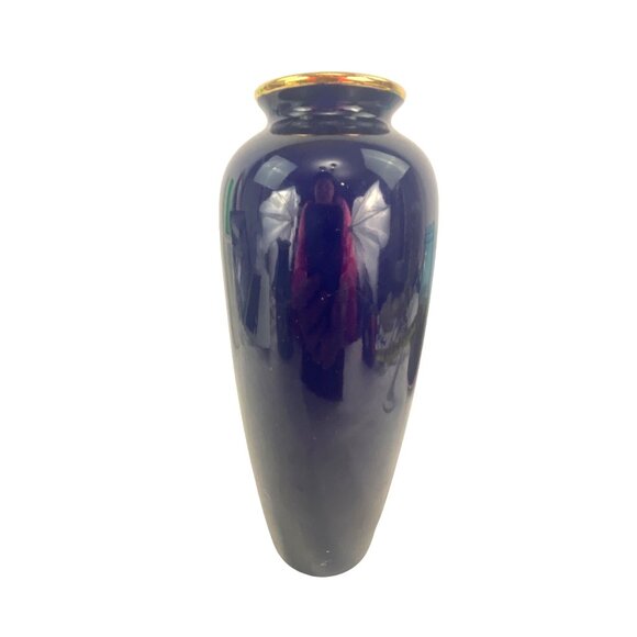 Vintage Hand-Painted Peacock & Floral Vase 12" Tall 5" Wide Ceramic For Home Dec - Picture 7 of 9